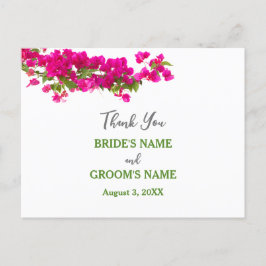 Tack för Bougainvillea tropical grönt fuchsia boke Vykort