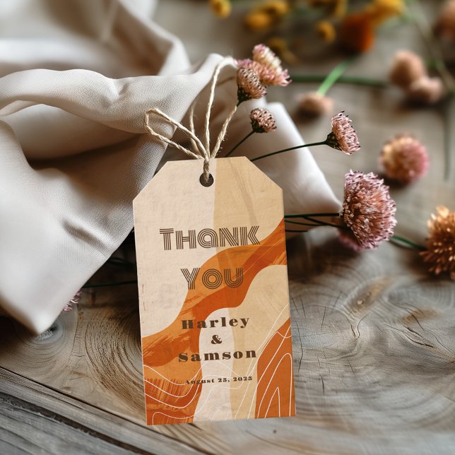 Tack för bränd orange presentetikett (Skapare uppladdad)