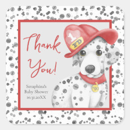 Tack för brandbekämpning Dalmatien Spots Baby Show Fyrkantigt Klistermärke