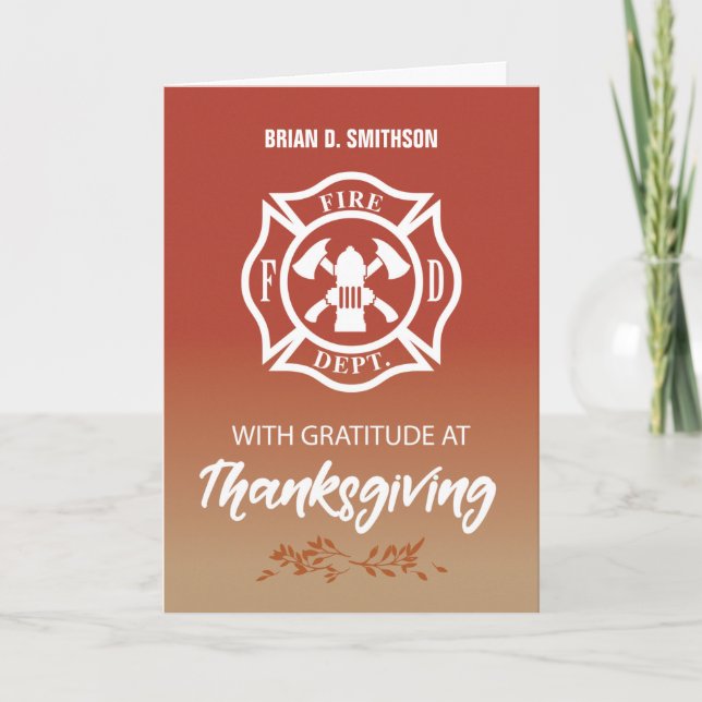 Tack för brandstriders Thanksgiving Blessings Kort (Framsida)