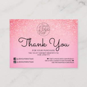 Tack för Bright Rosa Glitter Ombre Visitkort