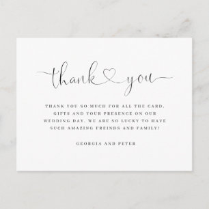 Tack för bröllop-eleganten för kortmeddelandet vykort