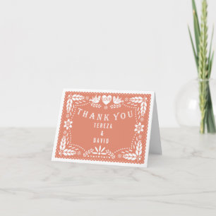 Tack för bröllop för korall för Papel picadolove Kort