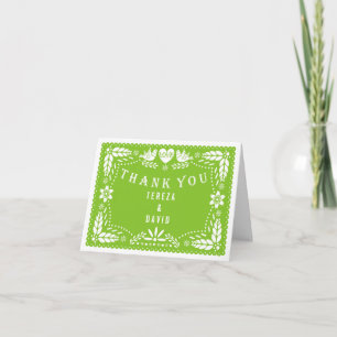Tack för bröllop för Papel picadolove birds grönt Kort