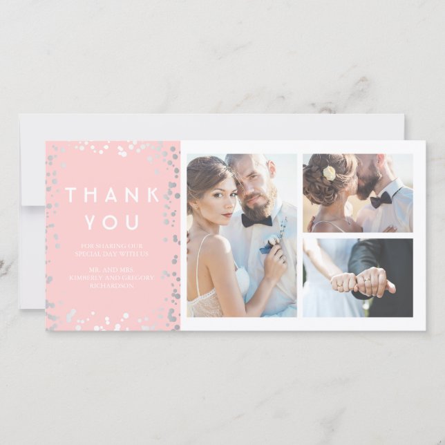 Tack för bröllop för silverkonfettiar elegantt (Framsida)