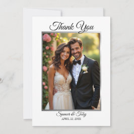 Tack för Bröllop-foto-tackkort | Silver Gräns