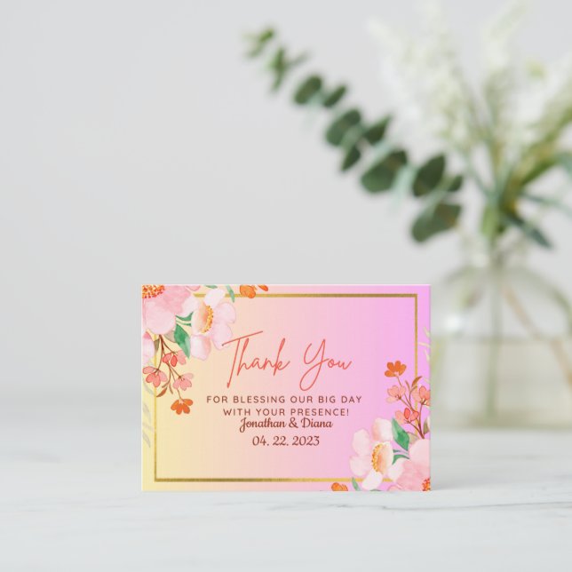 Tack för bröllop-kortet anteckningskort (Stående Fram)