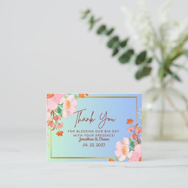 Tack för bröllop-kortet anteckningskort (Stående Fram)