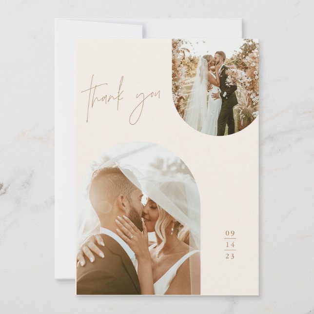 Tack för bröllop-kortet | Boho Arch Photo Tack Inbjudningar (Framsida)