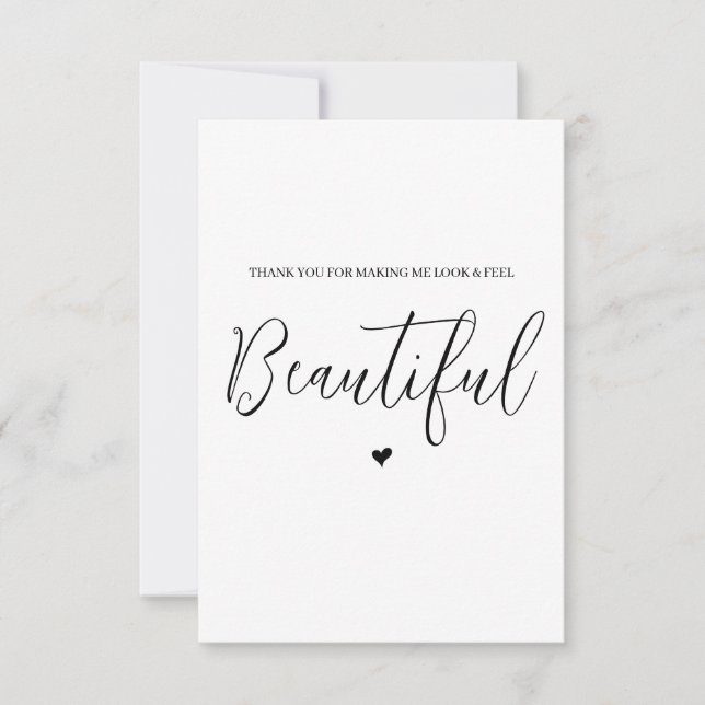 Tack för bröllop-leverantören: Kort - Hår/makeup (Framsida)