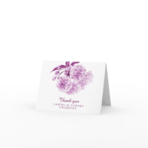 Tack för bröllop lila vår-blobom-fotokort