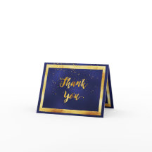 Tack för bröllop marinblå guld konetti