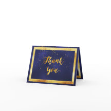 Tack för bröllop marinblå guld konetti