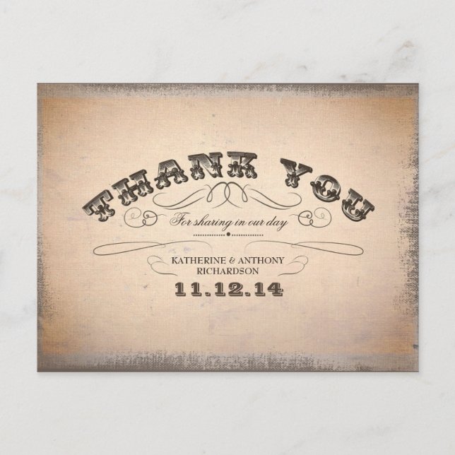 Tack för bröllop-postkort vykort (Framsida)