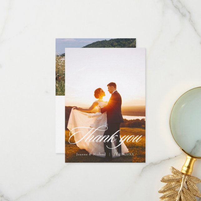 Tack för Bröllop-skriptet för elegant, skript Kort (Fram/Back In Situ)