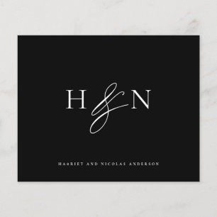 Tack för Bröllop-tackkortet i elegant Monogram Bla