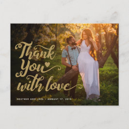 Tack för bröllopet | Guldskrift på foto Vykort
