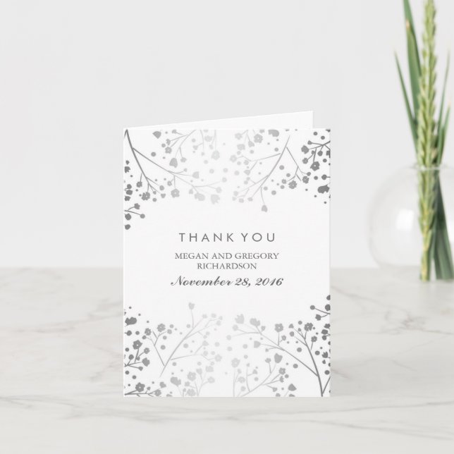 Tack för bröllopet med Baby's Breath Silver och Vi Kort (Framsida)