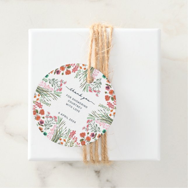 Tack för bröllopsdusch för vildblommor gåvor etiketter (På plats)