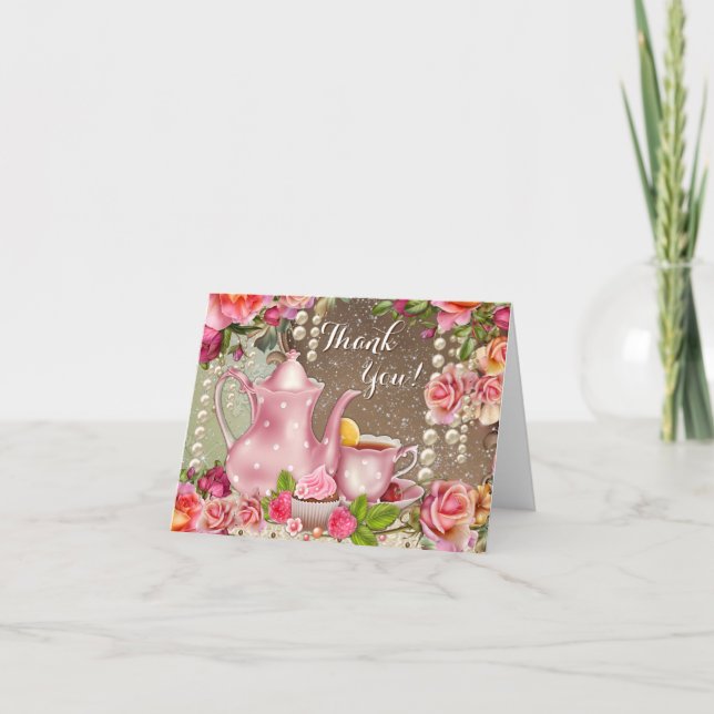 Tack för Bröllopsdusch Teparty Kort (Framsida)