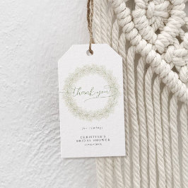 Tack för bröllopsduschkrans av baby's breath presentetikett