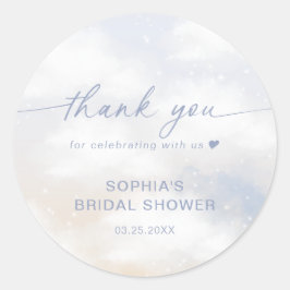 Tack för bröllopsfest med tema 'Bride Is On Cloud  Runt Klistermärke