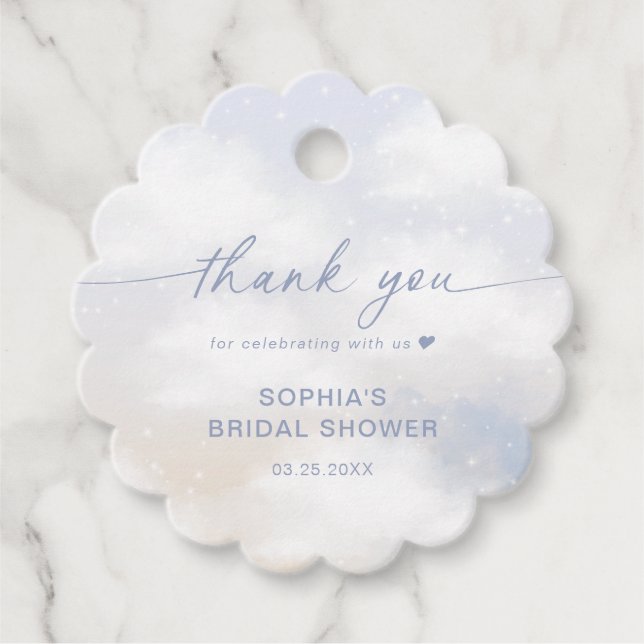 Tack för bröllopsfest med tema Moln 9 Gåvor Etiketter (Framsida)