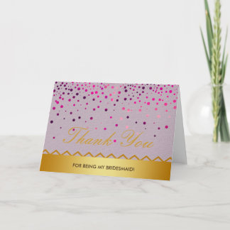 Tack för brudtärna för glitter för konfettilinne kort