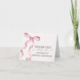 Tack för brudtidsfesten Pink Bow Tying the Knot Kort