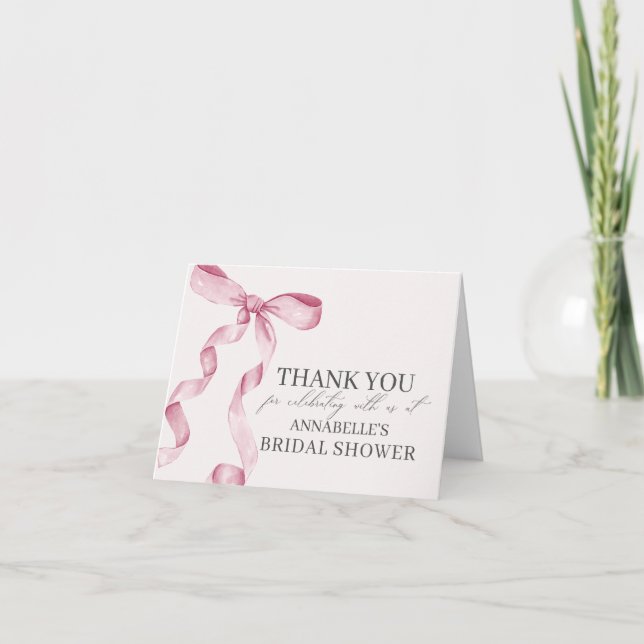 Tack för brudtidsfesten Pink Bow Tying the Knot Kort (Framsida)