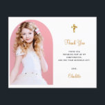 tack för budgetbekräftelse av fototjej<br><div class="desc">Ett modernt och elegantens tack för henne. En vit chic som dekoreras med ett gyllene kor. Anpassa och lägg till foto,  tackkort och namn. Arch-fotot ram. Bakåt:  bakgrund,  ro guld.</div>