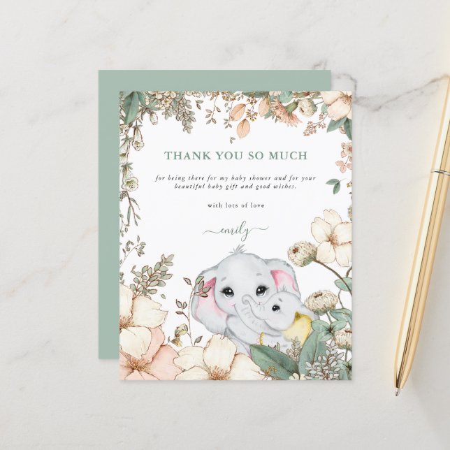 Tack för budgetelefanterna Sage Baby Shower (Fram/Back In Situ)