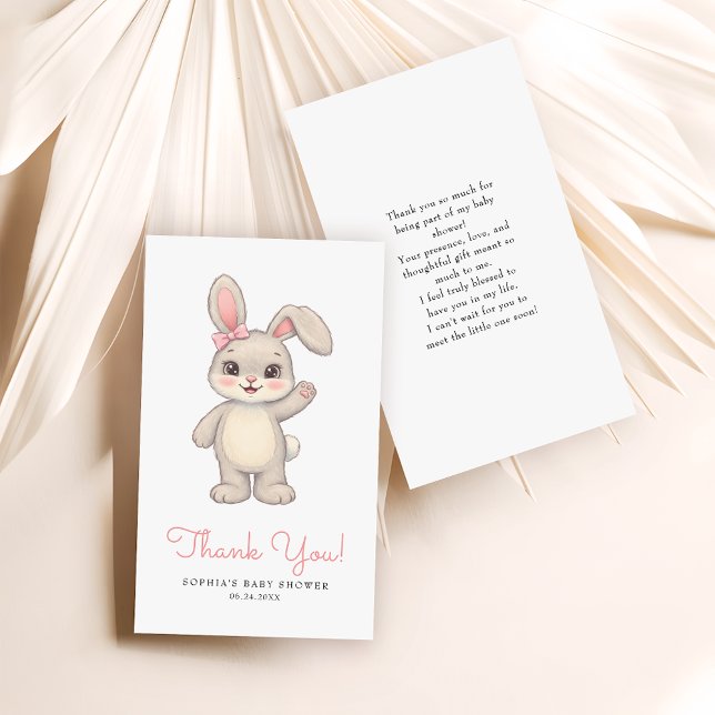 Tack för budgeten för Little Bunny Girl Baby Showe Anteckningskort (Skapare uppladdad)