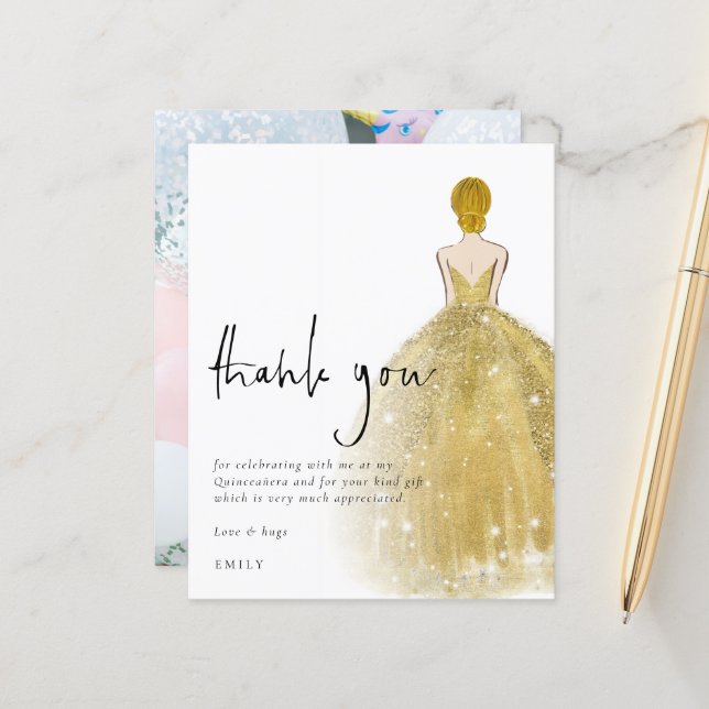 Tack för budgeteringen Guld Gown Photo Blonde Quin (Fram/Back In Situ)