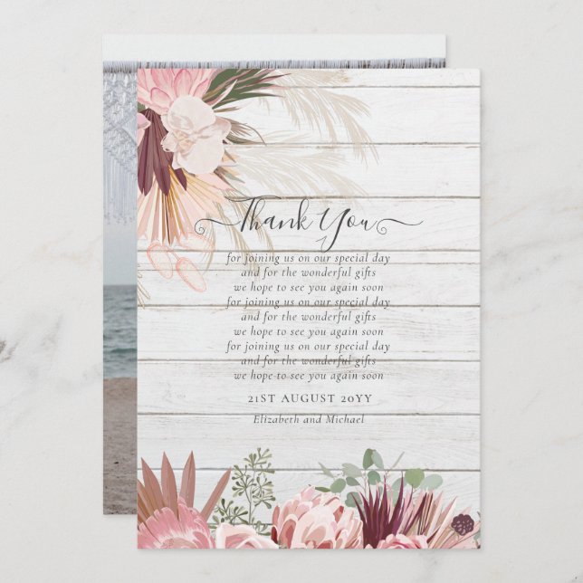 Tack för BUDGETfoto, ditt kort Pampas Grass Bröllo (Fram/baksida)