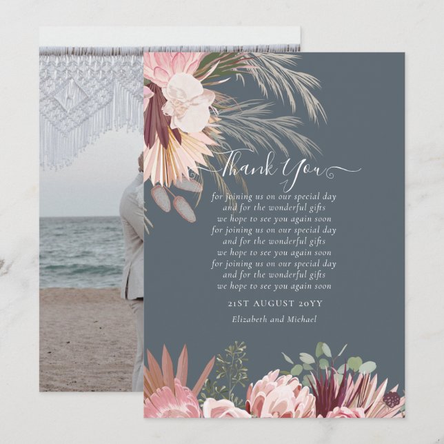 Tack för BUDGETfoto, ditt kort Pampas Grass Bröllo (Fram/baksida)