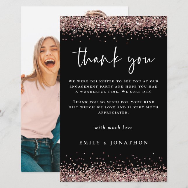 Tack för budgetfotot Förlovning Ro Guld Glitter (Fram/baksida)