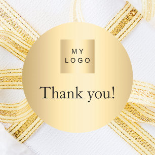 Tack för Business logotyp guld Runt Klistermärke