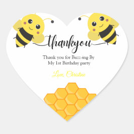 Tack för Buzz - på födelsedagen Hjärtformat Klistermärke