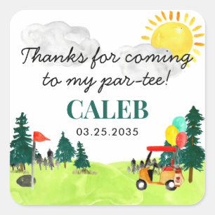 Tack för byte med Kid Golf Pro-födelsedag Fyrkantigt Klistermärke