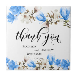 Tack för Calligraphy för vattenfärgMagnoliablom Kakelplatta