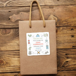 Tack för Camping Födelsedagsfest Fyrkantigt Klistermärke