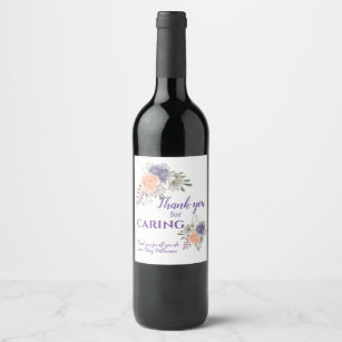 Tack for Caring Blommigt Peony Vin Label Vinflaska Etikett