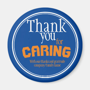 Tack för Caring Typography Blue Magnet