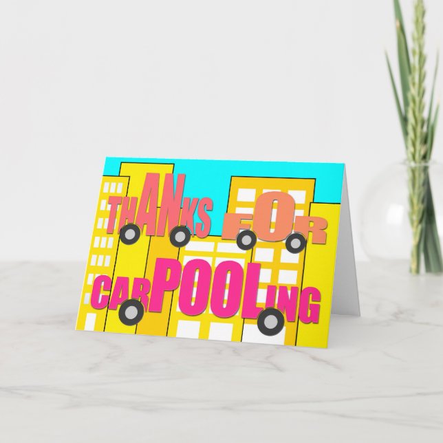 Tack för Carpooling - Ord på Hjul Kort (Framsida)