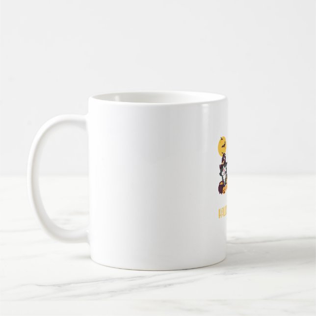 Tack för Cat Halloween-julen Lycklig Hallothanksma Kaffemugg (Vänster)