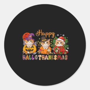 Tack för Cat Halloween-julen Lycklig Hallothanksma Runt Klistermärke