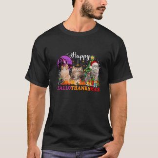 Tack för Cat Halloween-julen Lycklig Hallothanksma T Shirt