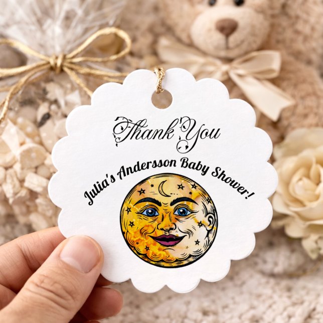 Tack för Celestial Moon Baby Shower  Gåvor Etiketter (Skapare uppladdad)