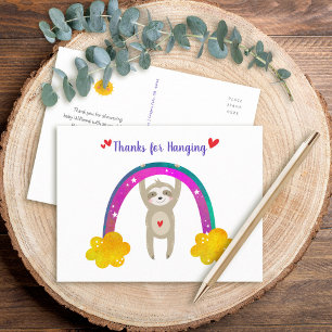 Tack för Chic av Cute Sloth Boho Rainbow Baby Show Vykort